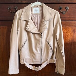 Beige Faux Leather Jacket